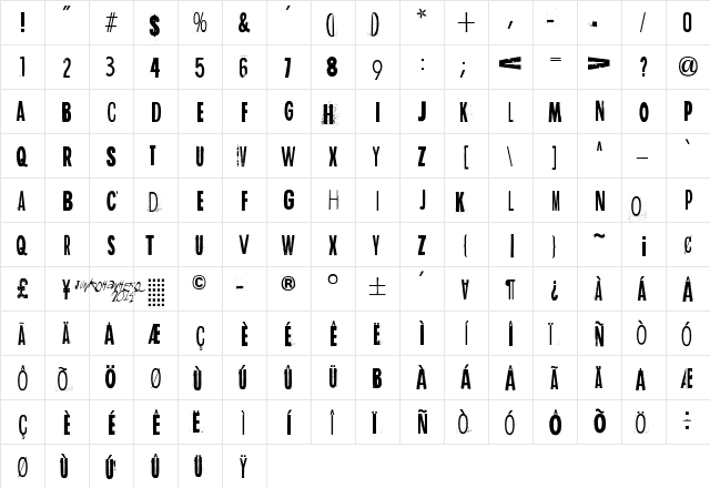 Rediscovered Regular  glyph index