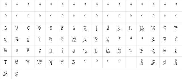 Words of love Regular  glyph index