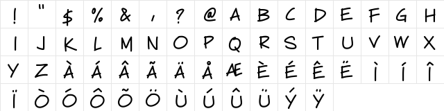 PWCartoonist Medium  glyph index
