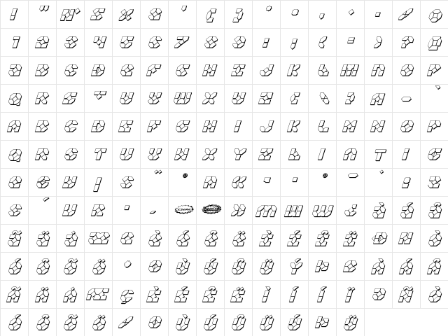 Zoom Runner 3D Italic Italic  glyph index