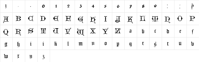 Hollandisch Closed Regular  glyph index