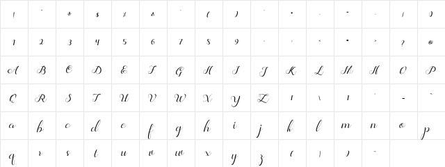 Jelita Regular  glyph index