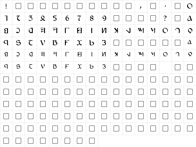 Anayanka Regular  glyph index