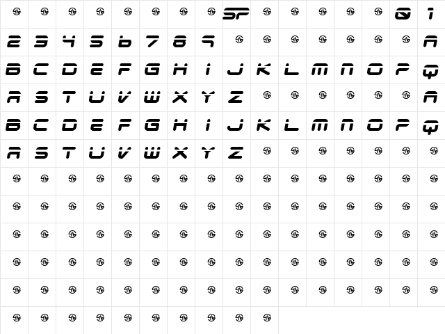 Veloped Logotype Regular  glyph index