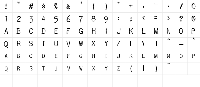 AL OldRemington Regular  glyph index