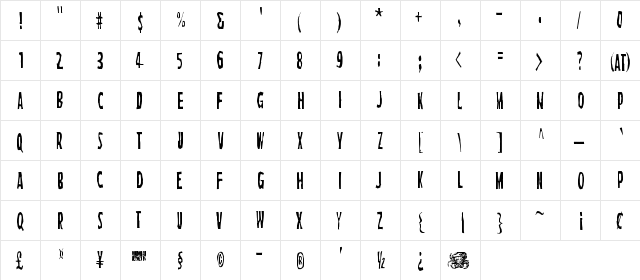 Crab Regular  glyph index