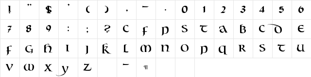 CallifontsF60TrueType Regular  glyph index