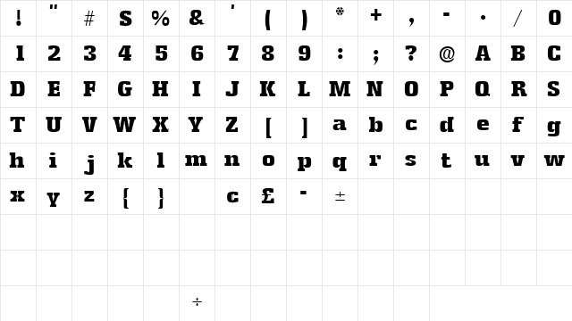 KamanSSK Regular  glyph index