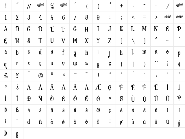 Chickens Lovers Regular  glyph index