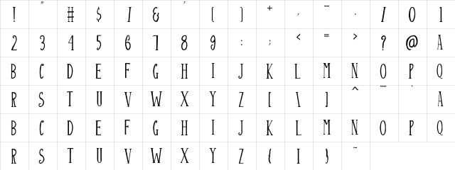 Aagaz Regular  glyph index