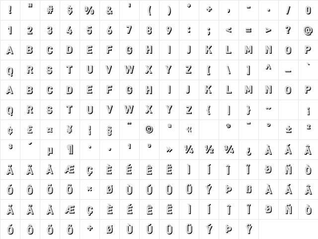 Red Hook Regular  glyph index