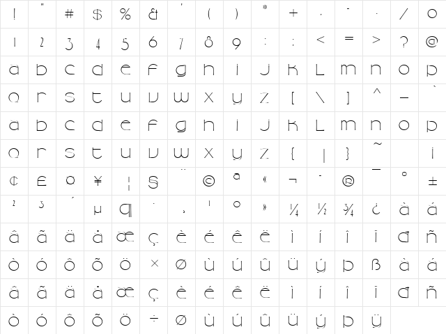 CamelliaD Regular  glyph index