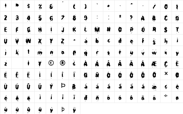FZ WACKY 30 Normal  glyph index