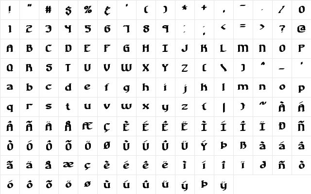 Nostalgia BRK Normal  glyph index