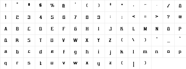 Tripod Regular  glyph index