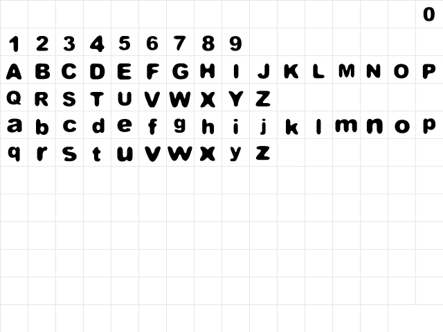 Cute Regular  glyph index