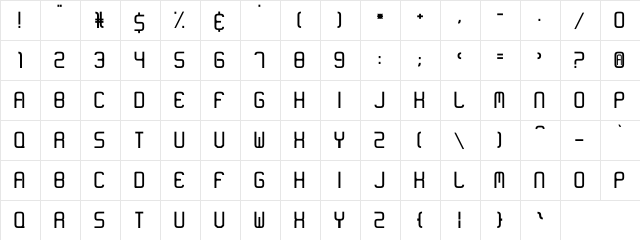 neon-like normal  glyph index