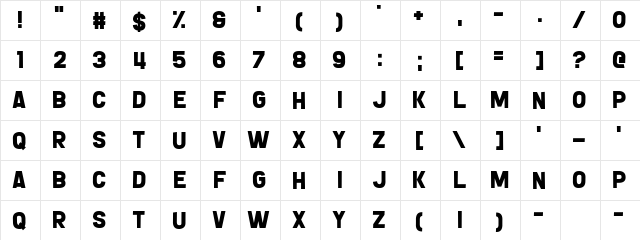 Gnorts, Mr A! Regular  glyph index