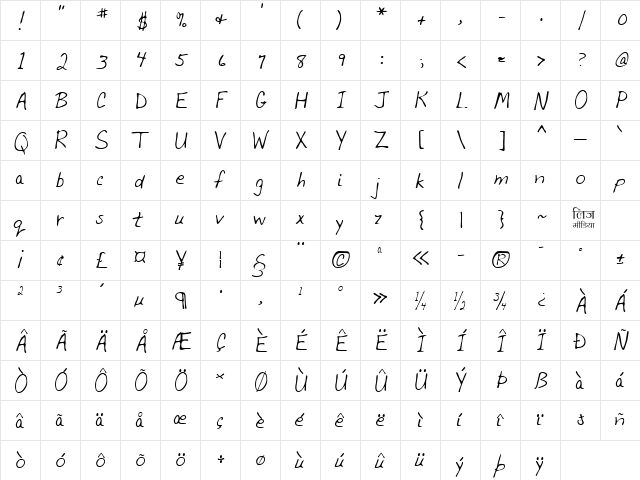 LEHN028 Regular  glyph index