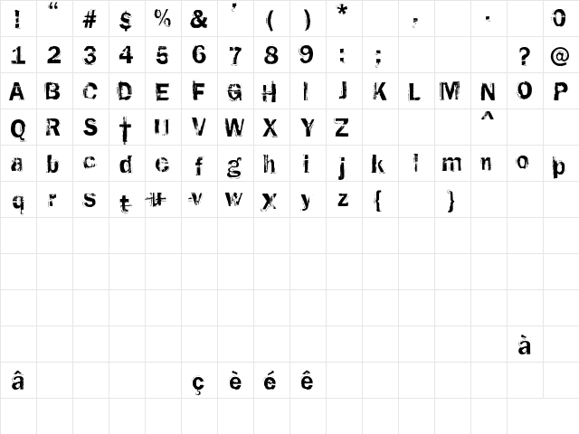 rusted plastic Regular  glyph index