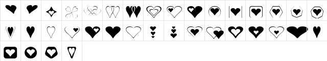Hearts for 3D FX Normal  glyph index