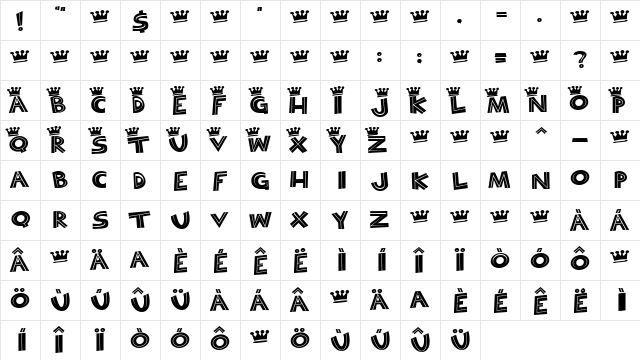 Bayou Cowboy Regular  glyph index