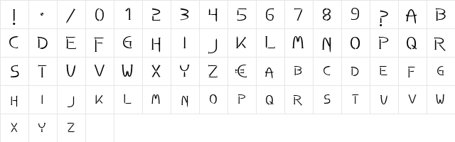 Nails Regular  glyph index