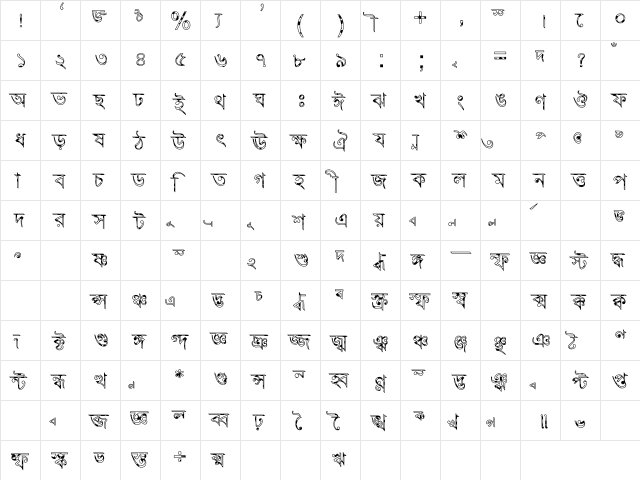 Progoty Cow Regular  glyph index