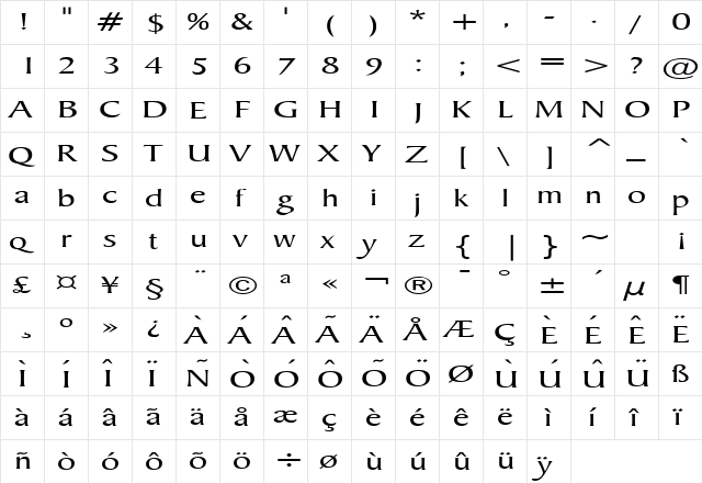 Barrett Extended Normal  glyph index