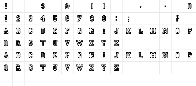 CSD Jersey Regular  glyph index