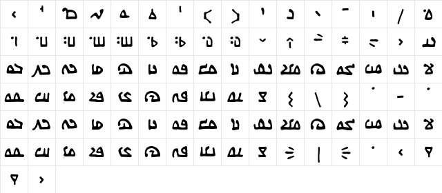 We Come In Peace BB Regular  glyph index