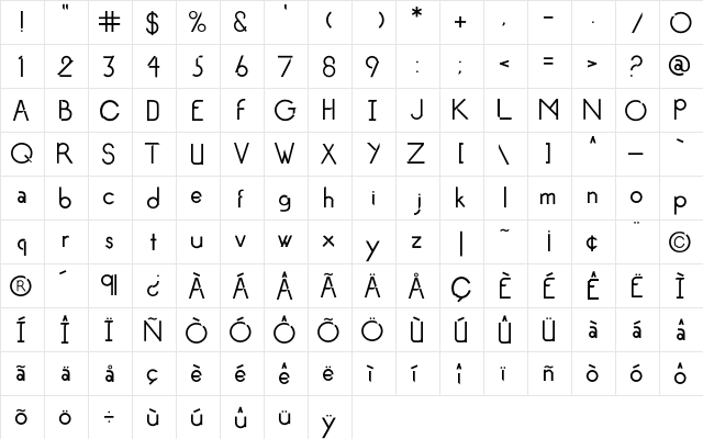 Imbalance Regular  glyph index