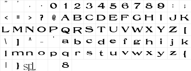 Durendal Regular  glyph index