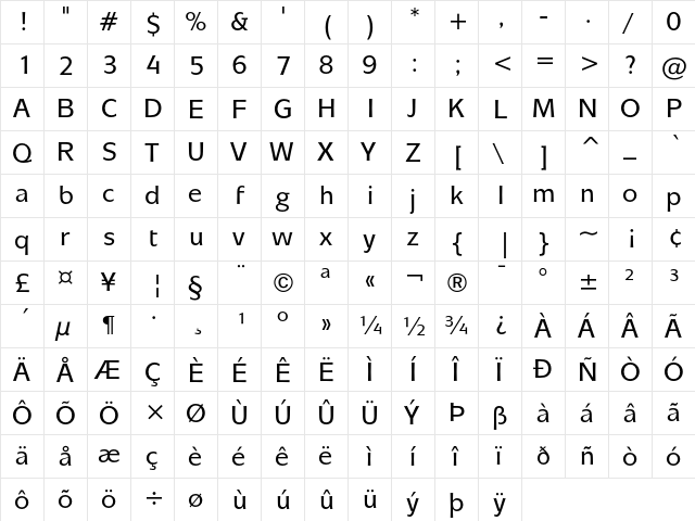 ITC Mixage Medium  glyph index