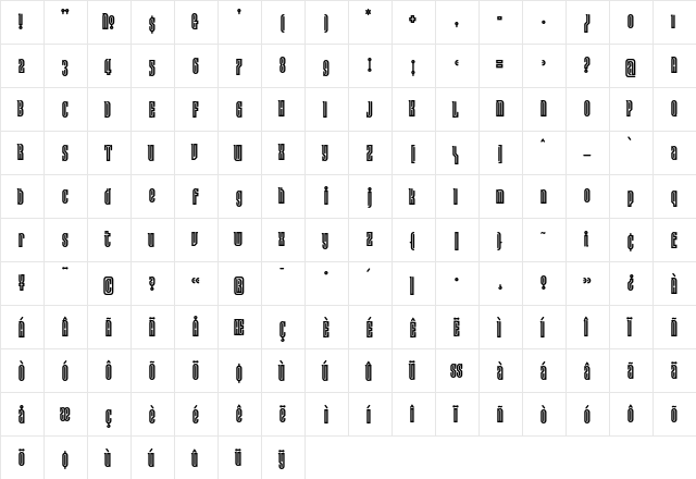 Lusta Regular  glyph index