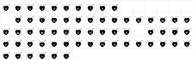 101! Heart StringZ Regular  glyph index
