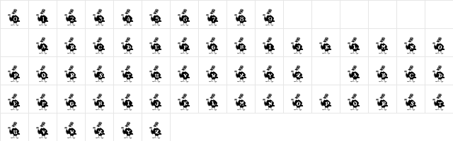 101! American Pride Regular  glyph index