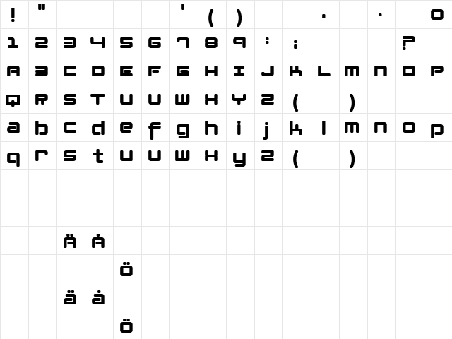 Lotusflower Regular  glyph index