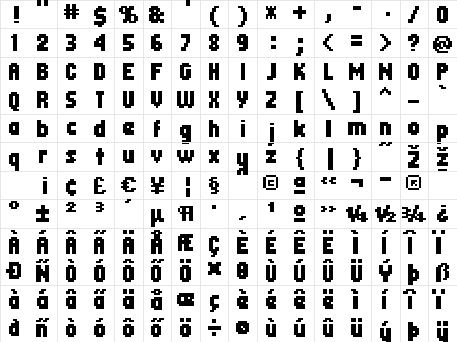 header 08_67 Regular  glyph index