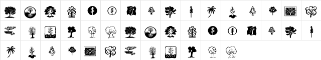 KR Trees Regular  glyph index