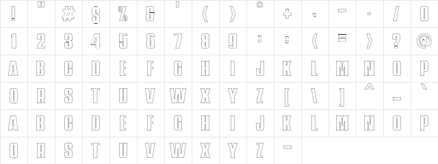 Navada Outline Demo Outline  glyph index