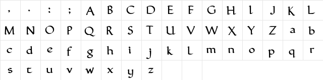 FinalRoman Medium Medium  glyph index