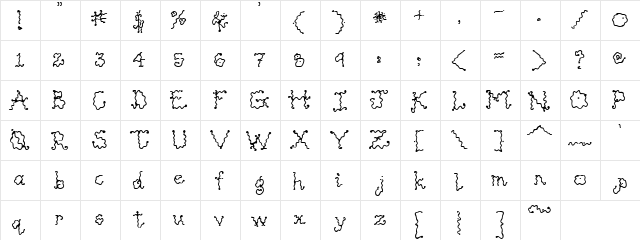 DJ Wiggle Regular  glyph index