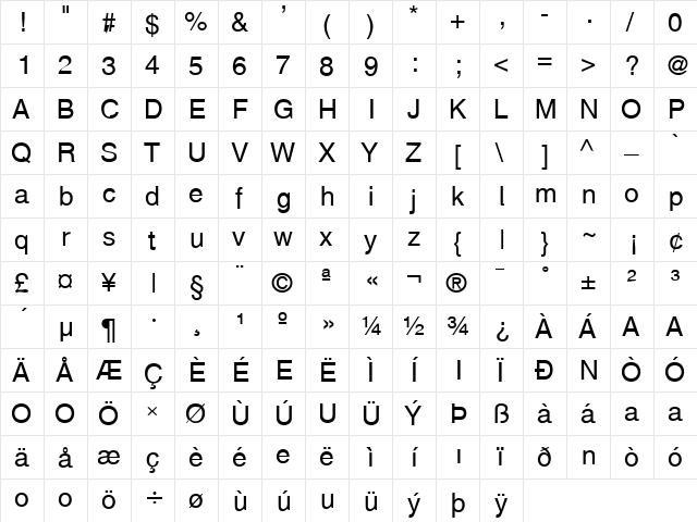 GF Zemen Unicode Regular  glyph index