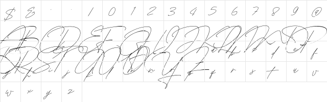 Rosebondy Demo Regular  glyph index