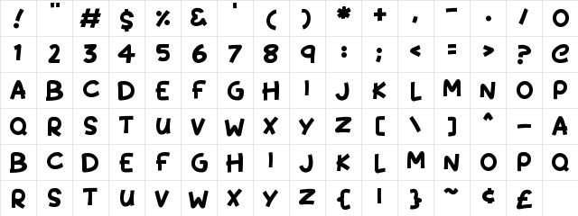 Kissy Hugs Regular  glyph index