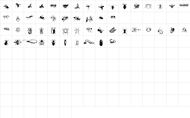Insects Regular  glyph index