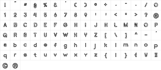 montana bold line Regular  glyph index