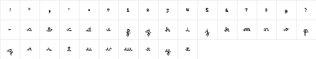 hazy Regular  glyph index