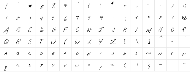 Stevo Regular  glyph index